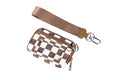 Wristlet Wallet for Women Mini Zip Card Case with Clear ID Window Zipper Coin Purse Lightweight Portable Keychain Wallet - color: Brown Lattice