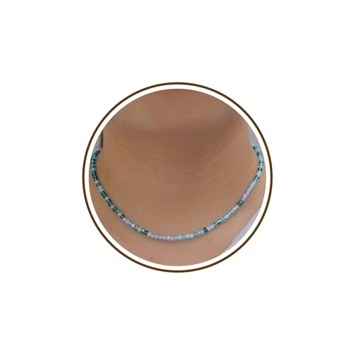 JSJOY Tiny Crystal Beaded Choker Necklaces for Women Colorful Beaded Necklace Dainty Choker Necklaces Simple Boho Jewelry Gifts for Teens Handmade Shining Bead Necklaces Gifts - color: Dark Blue