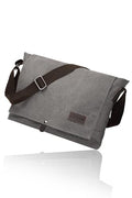 Cota's home Mens Canvas Messenger Bag, Satchel Bag for Men, Fits 14" Laptop, Compact Work Bag for Office & Travel - color: Light Gray