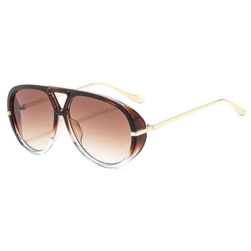 Trendy Oversized Pilot Sunglasses Women For Men Round Sun Glasses Vintage Big Frame Shield Shades Men Punk Sunglasses - color: C12