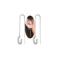Vitaltyextracts 925 Sterling Silver Wave Cuff Earrings with Sparkly Cubic Zirconia Wrap Tassel Threader Chain Dangle Earrings for Women
