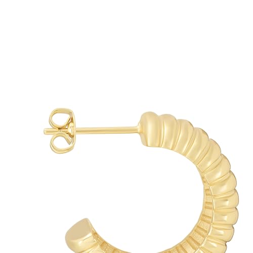 Amazon Essentials Plated Tailored Hoop Earrings - color: Gold Tone, size: L: 0.88" X W: 0.49"