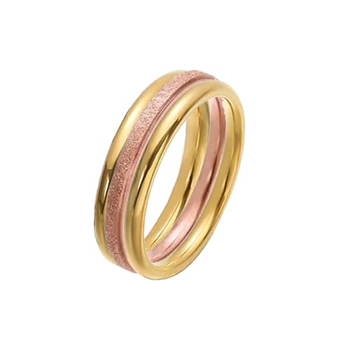 9 Pack Stackable Rings for Women - Dainty Titanium Steel Womens Ring, Silver, Gold, Rose Gold, Triple Band Design, Textured and Smooth Finish,Minimalist Thin Rings for Daily/Wedding/Party