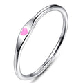 925 Sterling Silver Heart Ring for Women, 1mm Ultra Thin 14K Plated Gold Hypoallergenic Wedding Band with Black/Yellow/Red/Blue/Pink Love, Promise Stack Travel Jewelry Gifts Size 5-10 - color: G-Silver-Pink