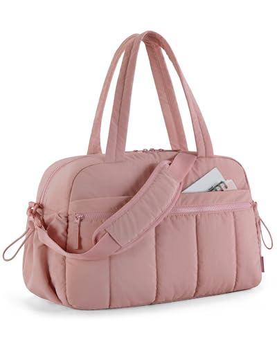 BAGSMART Gym Bag for Women, Duffle Bag for Travel with Wet Pocket, Lightweight Carry on Weekender Duffel, Water Resistant - color: Peach, size: Medium