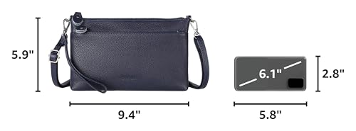 befen Genuine Leather Wristlet Clutch Wallet Purses with RFID Blocking, Small Crossbody Bags Shoulder Handbag for Women - color: Navy Blue
