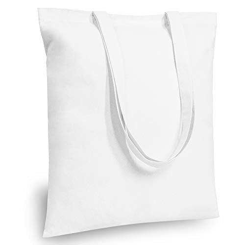 TOPDesign 5-Pack Economical 16"x15" White Cotton Tote Bag, Lightweight Medium Reusable Grocery Shopping Cloth Bags, Suitable for DIY, Advertising, Promotion, Gift, Activity - color: White, size: Medium