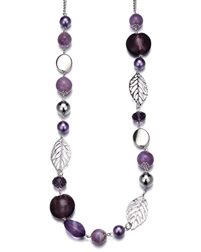 PEARL&CLUB Long Beaded Necklaces For Women - Sweater Chain Fashion Jewelry Necklace Gifts For Women - color: 24-Purple