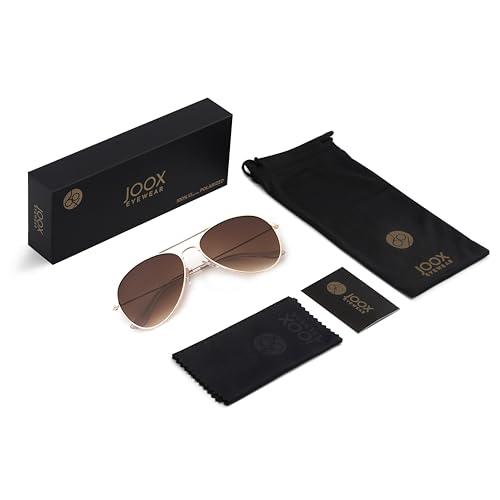 JOOX Polarized Aviator Sunglasses for Women Men, UV400 Protection Lens and Lightweight Metal Pilot Frame JX2775 - color: Gold/Brown Gradient