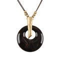 GelConnie Long Necklaces for Women Boho Large Pendant Necklace Casual Bohemian Brown Leather Choker Sweater Circle Statement Stone Necklace - style: Black Round Necklace