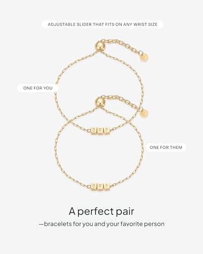 PAVOI 14K Gold Plated Friendship Matching Adjustable Bracelets for Women | Gold Best Friends Bracelet Set | BFF ILYSM Bracelet Pack - style: BFF