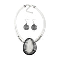 Ethnic Crystal Rhinestone Pendant Necklace Earrings Set Women Handmade Tribal Collar Choker Chunky Metal Bib Rope Chain African Statement Jewelry Set - color: NXR1484-white