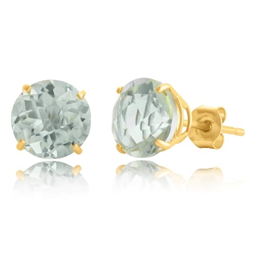 10k Gold 8mm Round Birthstone Stud Earrings for Women by MAX + STONE - color: Green Amethyst