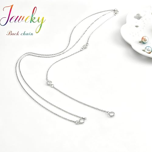 JEWEKY Silver Back Neclace for Backless Dress Long Back Chain Neclaces for Women