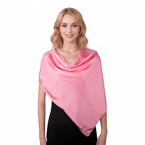 RIIQIICHY 35 Inch Head Scarf for Women Hair Scarf Like Silk Scarf Square Scarf Bandanas for Women - color: Pink