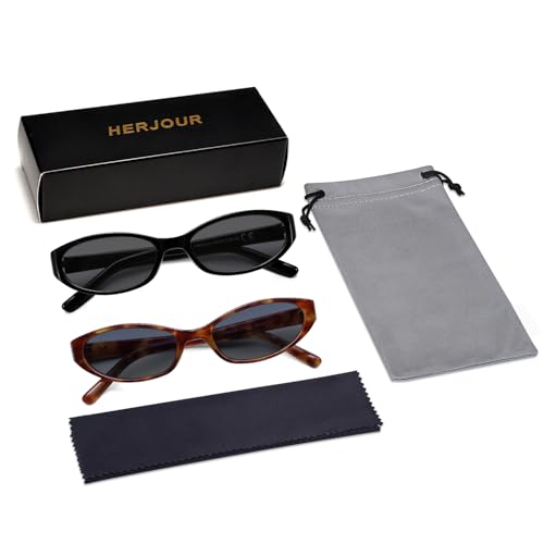 Retro Oval Sunglasses for Women Men Y2k Narrow Cat Eye Sunnies Skinny Shades AR82299 - color: 04. Black/Grey+tortoise/Blue Grading