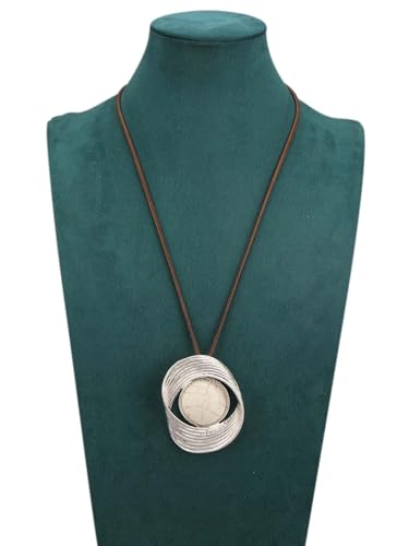 Leather Necklace for Women Long Boho Necklace Bohemian Choker Vintage Necklace Braided Boho Jewelry with Adjustable Brown Leather Cord - color: Chunky Boho Long Necklace