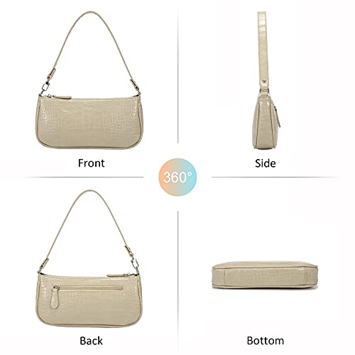 Loiral Small Purse for Women, Retro Classic Tote HandBag Shoulder Bags Clutch Purse - color: Cloud Beige