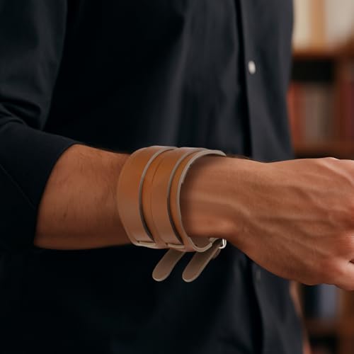 Adjustable Leather Bracelets, Leather Wrap Bracelets Leathers Cuff Bracelet Leathers Wristband for Women for DIY Craft Jewelry Making - style: Double-layer