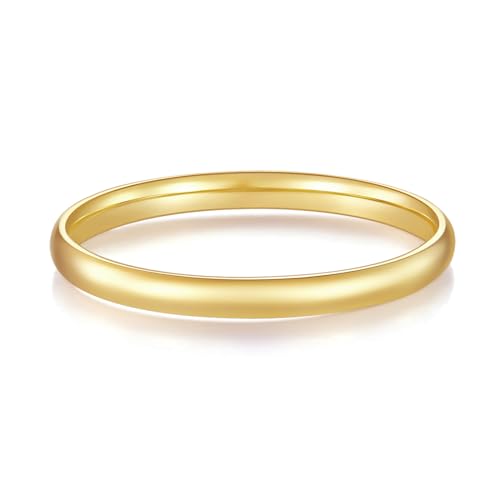 MINDDHA 14K Gold/White Gold Plated Rings for Women, Wedding Band, Stackable, Knuckle, Dainty Thumb & Pinky, Non Tarnish/Silver, Gold Rings for Women 2mm 4mm 6mm Band Sizes 4-12 - color: 2mm Gold-Tone