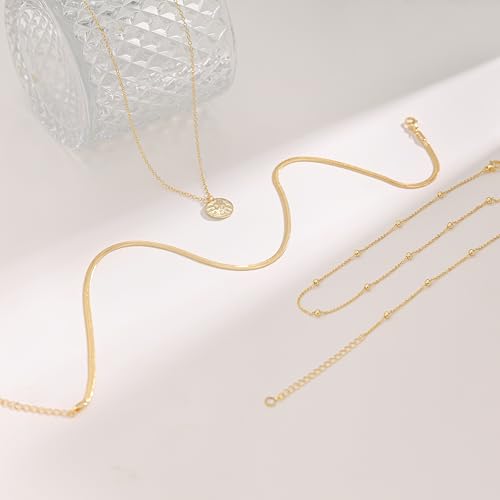 Layered Necklaces For Women,Dainty Gold Necklace Stack 14K Gold Plated Stackable Chain Necklaces For Women Trendy Statement Formal Layering Pendant Necklace Cute Stuff Fashion Jewelry - color: Gold-style4