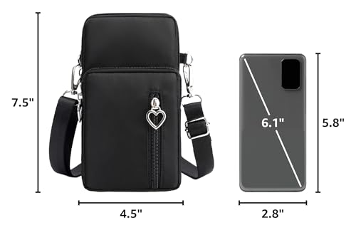 JANKS Small Crossbody Bag for Women - Mini Phone Purses with Crossbody Strap and Wallet - Nylon Arm Bag - color: A-black