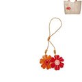 Handmade Genuine Leather Flower Bag Charm-Boho Accessories Leather Flowers Key Chain Purse Pendant Charms - color: A
