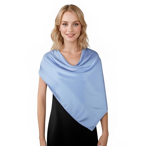 RIIQIICHY 35 Inch Head Scarf for Women Hair Scarf Like Silk Scarf Square Scarf Bandanas for Women - color: Light Blue