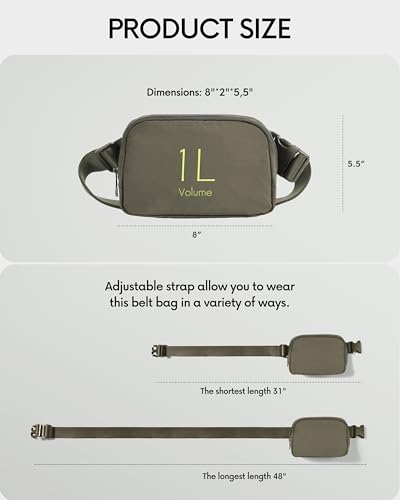 ODODOS Unisex Mini Belt Bag with Adjustable Strap Small Fanny Pack for Workout Running Traveling Hiking, Dark Umber - color: Dark Umber