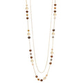FULU AUTUMN Boho Gold Long Necklaces for Women Natural Stone Beaded Layered Long Necklace Mothers Day Gifts Dainty Flower Costume Jewelry for Women - color: Brown