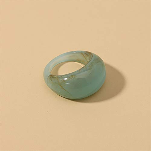 Set Resin Colorful Wide Thick Dome Knuckle Finger Stackable Joint Ring Retro Acrylic Transparent Vintage Jewelry Party Elegant Handmade Gift Diameter 18mm Stylish Bold - color: green
