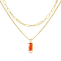 Dainty Gold Charm Necklaces for Women Non Tarnish, 14K Trendy Blue Green Cubic Zirconia Emerald Pendant Birthstone Necklaces Birthday Gifts for Women Waterproof Jewelry - color: 07-July(Ruby)