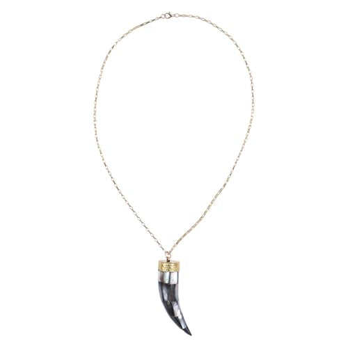 Handmade Lucky Italian Pendant Necklace for Women, Elegant Boho Mother of Pearl Charm with Gold Chain Statement Jewelry, Tribal Inspired Lightweight Bohemian Fashion Accessory