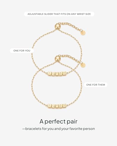 PAVOI 14K Gold Plated Friendship Matching Adjustable Bracelets for Women | Gold Best Friends Bracelet Set | BFF ILYSM Bracelet Pack - style: ILYSM