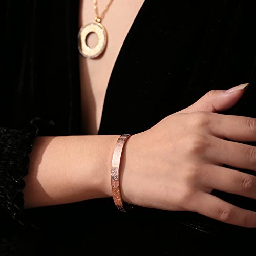 Qitian Islamic Jewelry Gifts for Women Allah Gold Bangles Bracelets Ayatul Kursi Arabic Cuff Bracelet for Women Men Islam Eid Ramadan New Year Gifts - color: B-Rose Gold-Thick - women