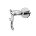 FINE4U 1PC ASTM F136 Titanium Internally Threaded Piercing Jewelry Stud 16G 6mm 8mm for Helix, Tragus, Conch, Flat - color: Sickle - Tit