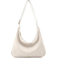 Hobo Bags for Women Foldable Vegan Leather Shoulder Handbag Slouchy Tote Crossbody Purses - color: Nude