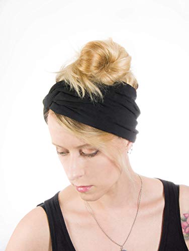 Twist Headband Extra Wide Scrunch Turban (Black) - color: Black