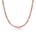 KissYan Boho Beaded Choker Necklace for Women, Gemstone Choker Natural Stone Freshwater Pearl Surfer Necklaces 14K Gold Plated Summer Beach Handmade Jewelry - color: M-Rose