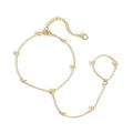 BAYLAY Hand Chain Bracelet, 14K Gold Plated Ring Bracelet Hand Chain Dainty Gold Bracelet for Women Trendy Finger Ring Slave Bracelets Hand Jewelry for Women Summer Beach Boho Gifts Trendy Stuff - color: Beads
