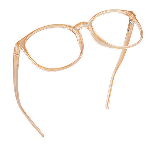 LifeArt Round Blue Light Blocking Glasses, Computer Glasses, Gaming Glasses, TV Glasses for Women Men (Champagne, No Magnification) - color: 08_days_champagne, size: +0.00(No Magnification)