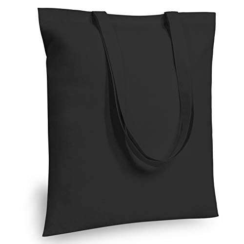 TOPDesign 5-Pack Economical 16"x15" Black Cotton Tote Bag, Lightweight Medium Reusable Grocery Shopping Cloth Bags, Suitable for DIY, Advertising, Promotion, Gift, Activity - color: Black, size: Medium