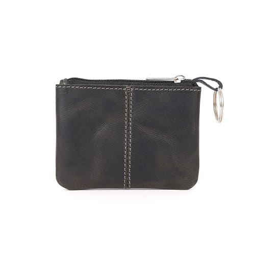 Coin Purse for Men,Coin Pouch for Men,Genuine Leather Mens Tray Purses Coin Purse Cash Change Wallet Key Holder Money Pouch (Black) - color: Black