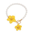 Flower Anklets for Women Trendy Flower Ankle Bracelet Boho Floral Anklet Summer Beach Anklets Jewelry for Women - color: Pearl Chain Yellow
