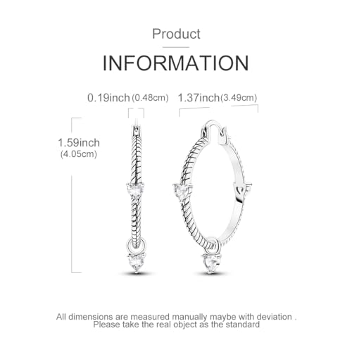 Parmuz 925 Sterling Silver Earrings Hoops for Women Ladies Simple Lightweight Twisted Medium Hoop Earrings With Cubic Zirconia Hypoallergenic Jewelry for Her - color: black silver