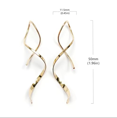 Silver Dangle Earrings, Hypoallergenic 14K White Gold Plated Twisted Pull Through Drop Earrings for Women Dainty Lightweight Jewelry for Valentines Mother's Day Birthday Thanksgiving Day Gifts - style: I