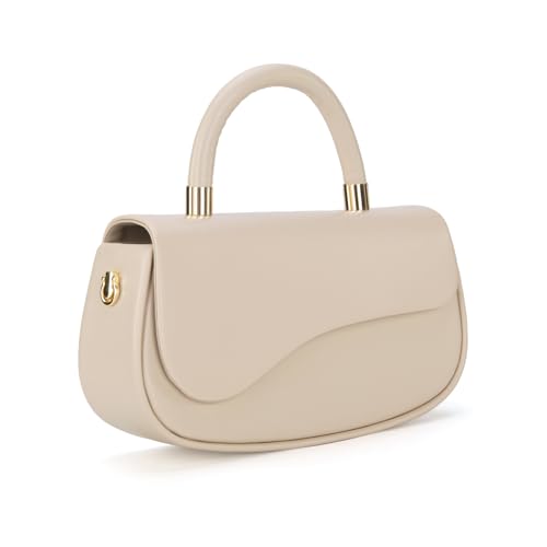 Milan Chiva Small Top Handle Purse for Women Elegant Crossbody Bag with Adjustable Strap for Evening Party & Daily Use - color: Tan