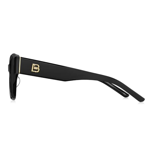 BOLON Women Trendy Cat Eye Polarized Sunglasses, Exclusive Eyewear Brand of EssilorLuxottica - color: Shiny Black/Grey Polarized Small