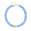 Chunky Beaded Statement Necklace for Women Trendy Colorful Boho Resin Bead Choker Necklaces Summer Handmade Jewelry Gifts Accessories - color: Gold-blue 2