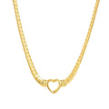 Heart Choker,Stainless Steel Necklace for Women,Chunky Heart Pendant, 40cm Length, 21.5g Weight - color: gold
